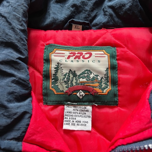 Vintage Pro Classics Nylon Bomber Jacket Men’s XL Retro Red Blue Quilted Lining - Picture 10 of 15